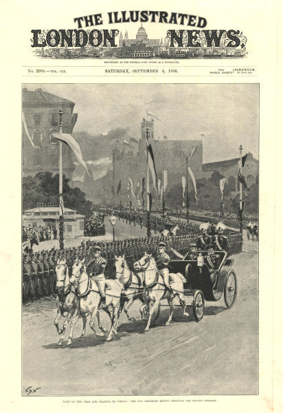 Czar of Russia & Emperor Francis Joseph, Praterstrasse, Vienna. Austria 1896